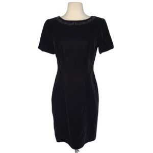 Vintage Liz Claiborne Velvet Beaded Neck Black Dress 4